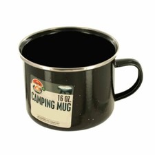 16 oz. Enamel Camping Mug-Black/Silver