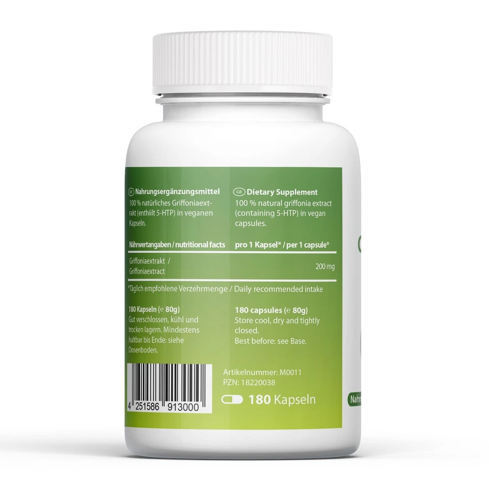5-HTP aus Griffonia simplicifolia  Griffonia Extrakt 180 Kapseln ? 200mg - Bild 2 von 4