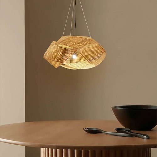 Vintage E27 Wicker Rattan Shade Pendant 