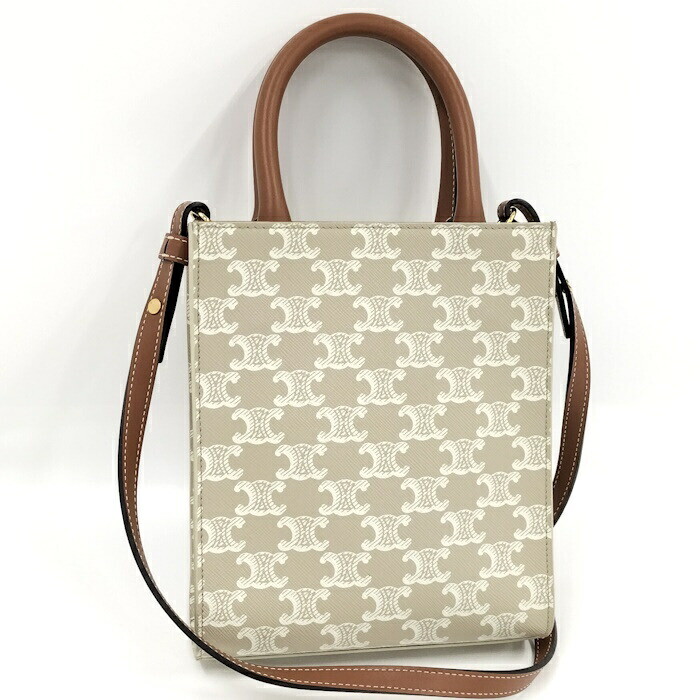 Mini Cabas Triomphe Canvas 2Way ショルダーバッグ ○Celine 2Way Shoulder Bag Mini Vertical Cabas Triomphe Canvas