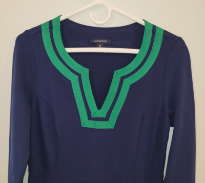 Lands End Ponte 10 Medium Navy Blue Green Knit Dress Pockets 3/4 Sleeve Knee | eBay Lands End Ponte 10 Medium Navy Blue Green Knit Dress Pockets 3/4 Sleeve Knee | eBay