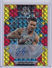 Brian Branch 2023 Panini Mosaic Red/Yelow Choice Fusion Prizm Rc Auto