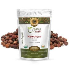 Organic Way Hawthorn Berries Fruit Whole - Organic, Kosher & USDA Certified