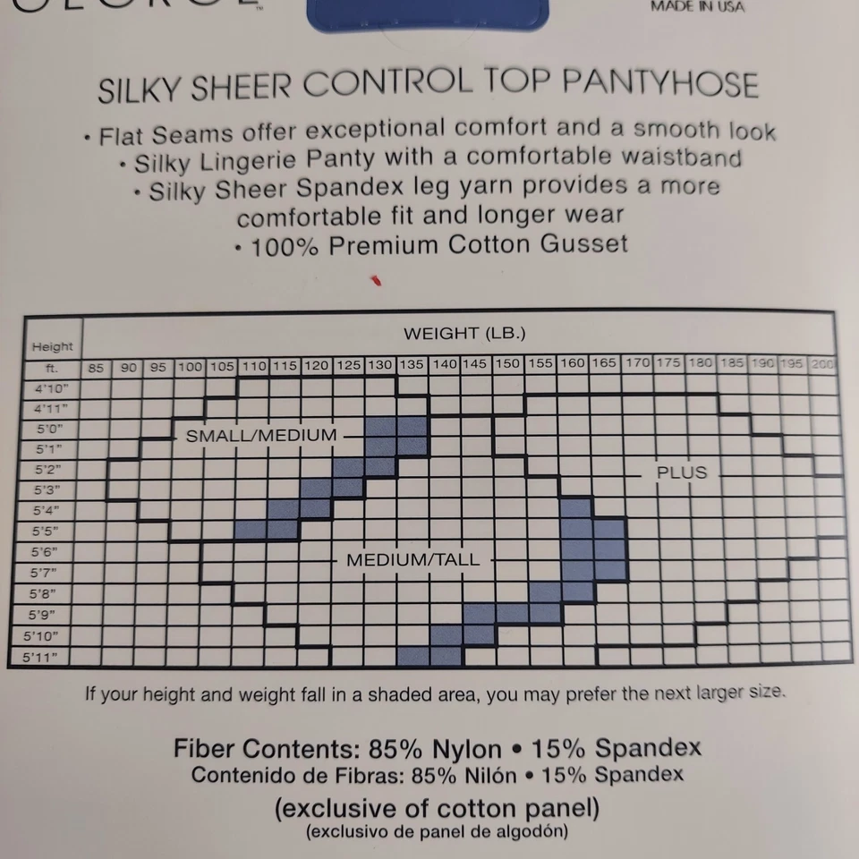 George Control Top Pantyhose Nude Medium Tall Silky Sheer Tights Dress - Image 4 of 4