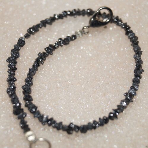 9.00 Karat Opak Schwarz Uncut Grobem Roh Diamant Perlen 8.0 " Armband 925 Silber - Bild 2 von 3