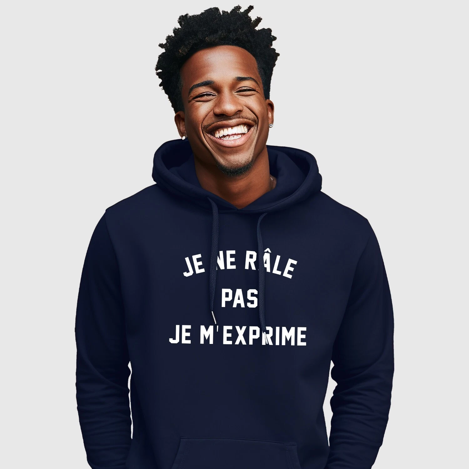 Men's Hoodie - I Don't Complain, I Express Myself. Navy Blue Color