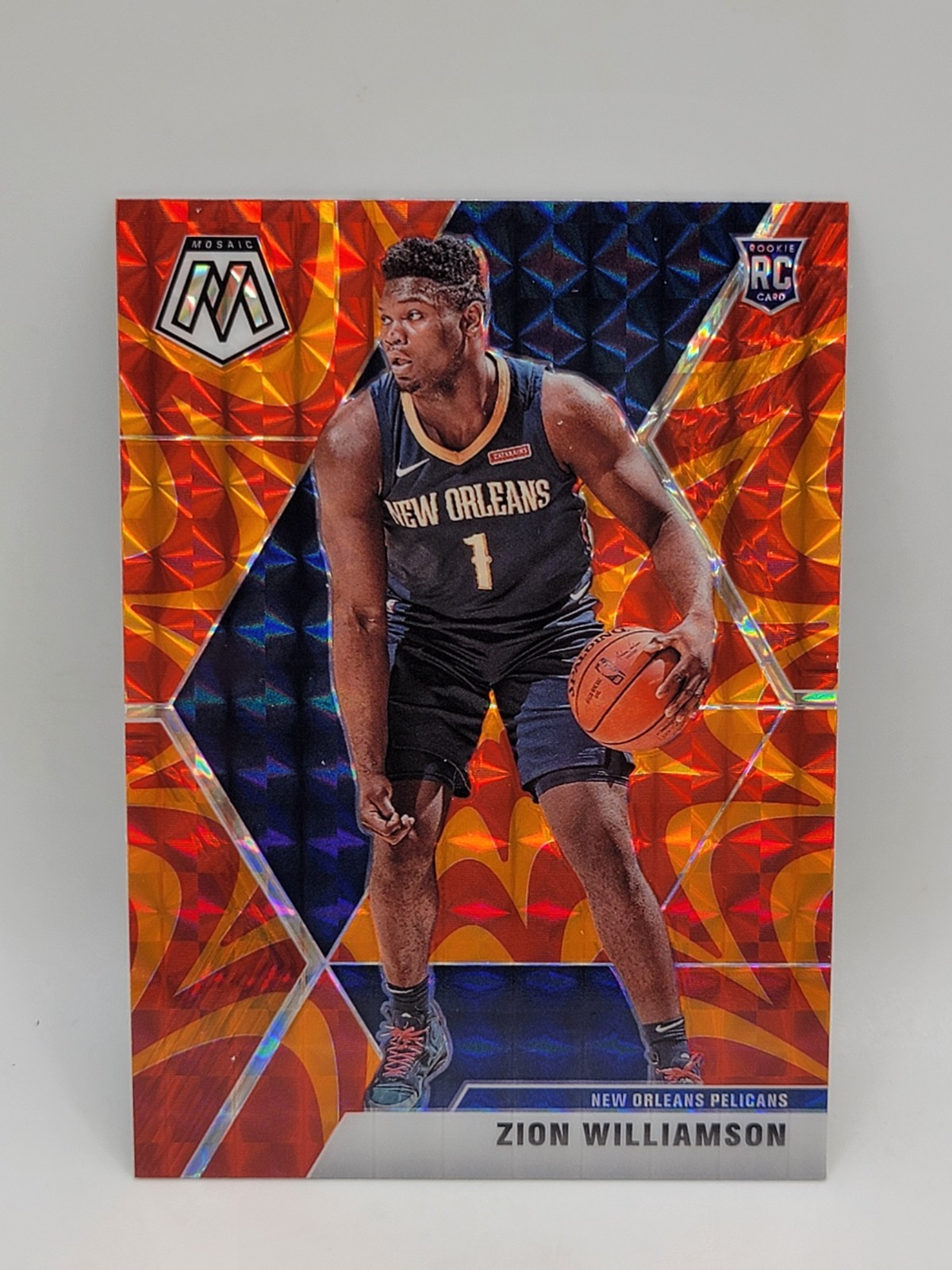 2019-20 Panini Mosaic - Rookies Zion Williamson #209 Reactive Orange Prizm (RC)