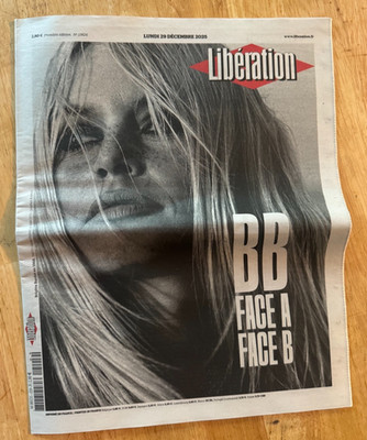 FRENCH NEWSPAPER FOR THE DEATH OF BRIGITTE BARDOT LIBERATION SPECIAL EDITION