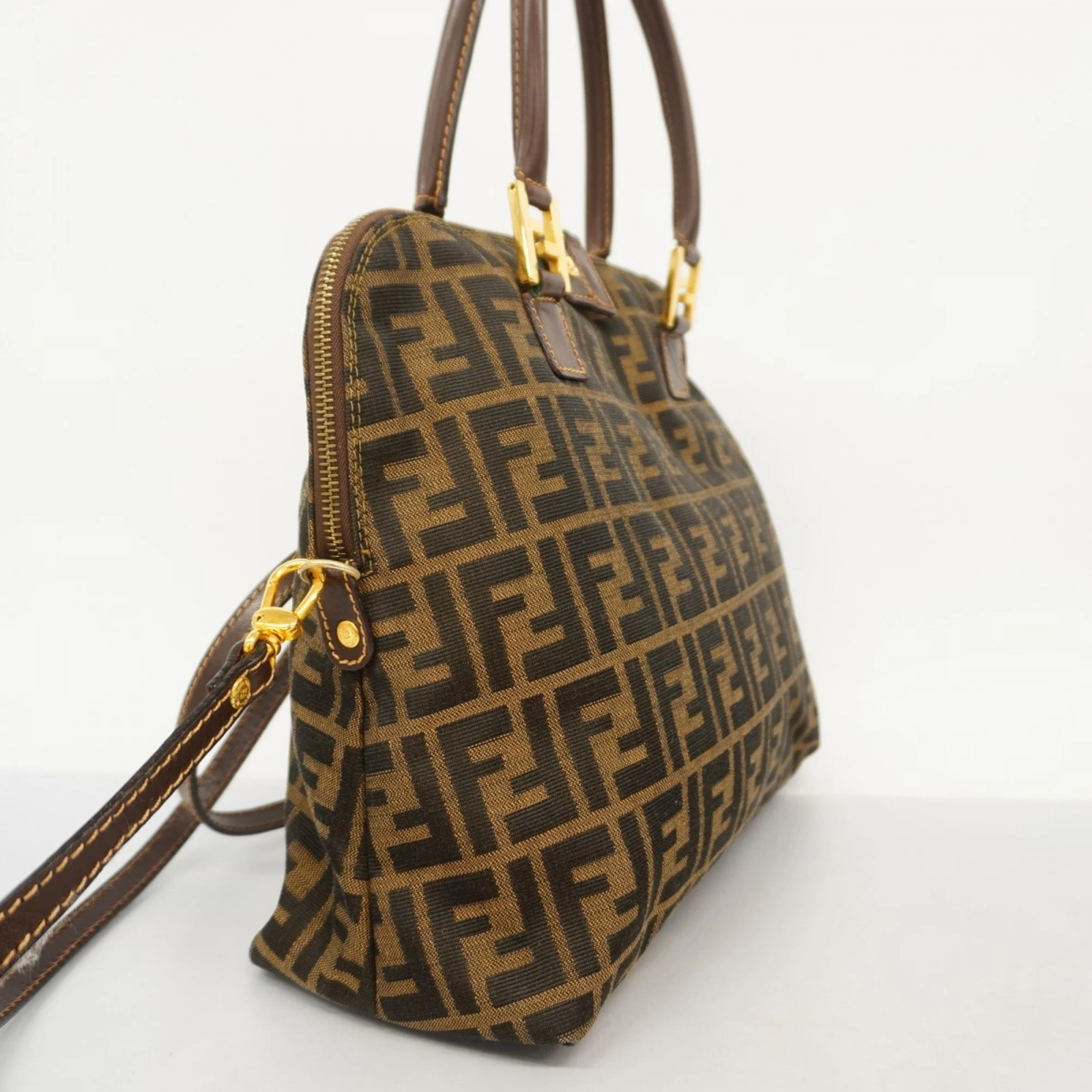 Fendi Zucca nylon canvas handbag, brown, 2-way bag for women GZl1fg3x thumbnail 2