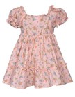 NEW Bonnie Jean Girls Size 4 "PEACH HUMMINGBIRD" Smocked Puff Sleeve Dress NWT — photo 3