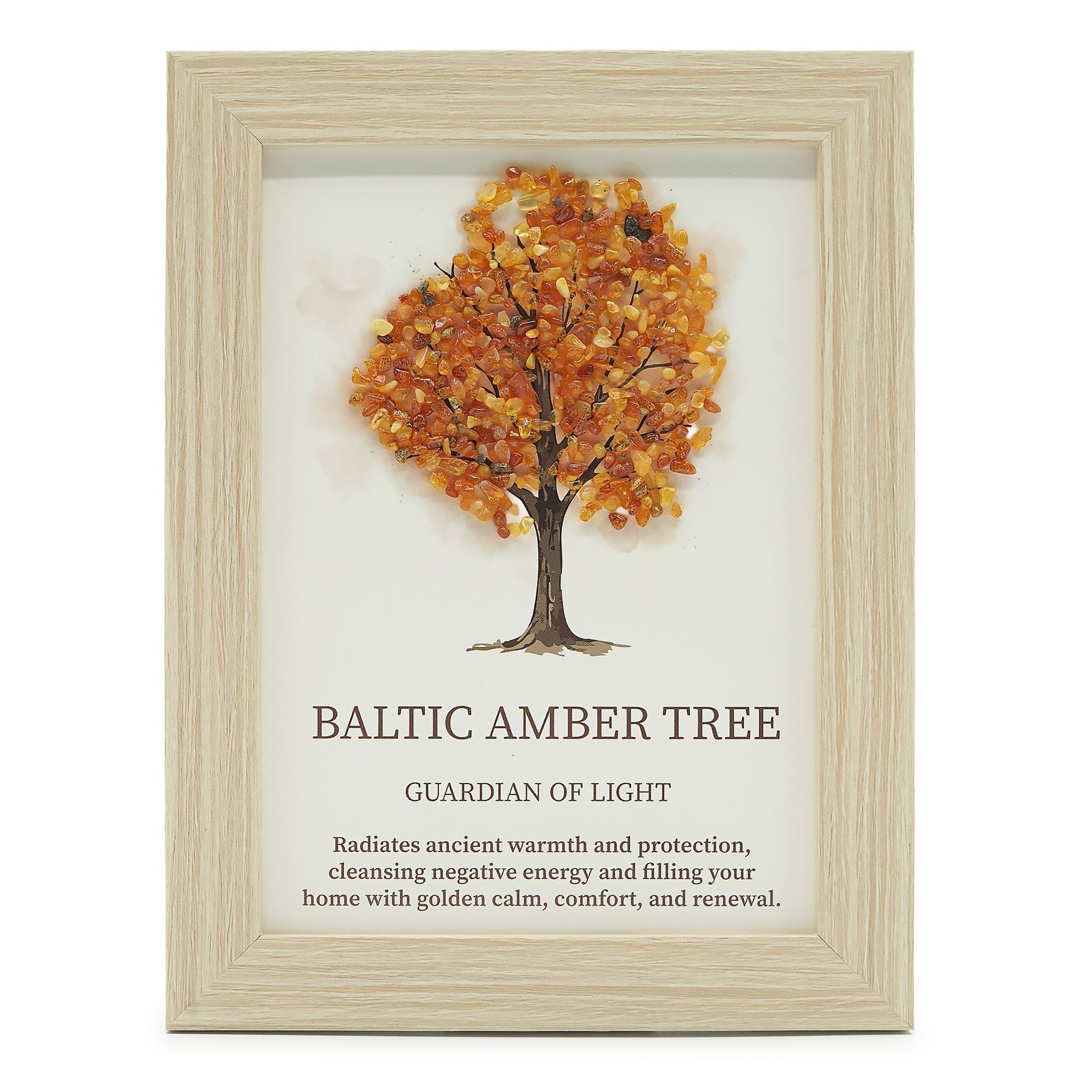 Baltic Amber Tree of Life Gemstone Picture Framed Wall/Tabletop Decor 21x15.5cm
