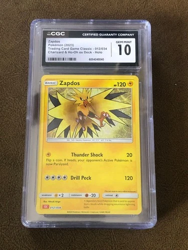Pokémon Zapdos 2023 TC Game Classic #012/034 Holo CGC 10 Charizard & Ho-Oh-Deck
