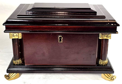 VTG Bombay Wood Jewelry Box Neoclassical Corinthian Column NO KEY 12'' x 7 1/2''