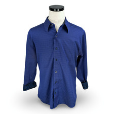 Robert Graham Shirt Men s XL Blue Geometric Flip Cuff Button-Up Tailored Fit