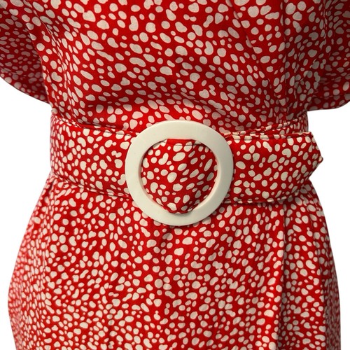 Vestido All That Jazz California Vintage 9/10 Marfil Lunares Cinturón Años 80 Carrera - Imagen 7 de 20