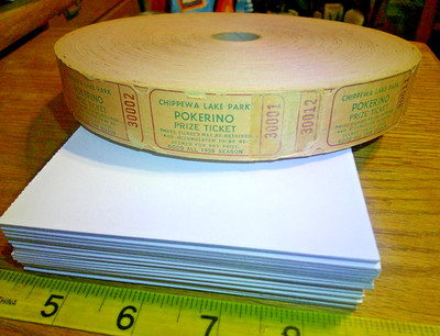original Vintage roll 1958 Chippewa Lake Park POKERINO Prize redemption tickets