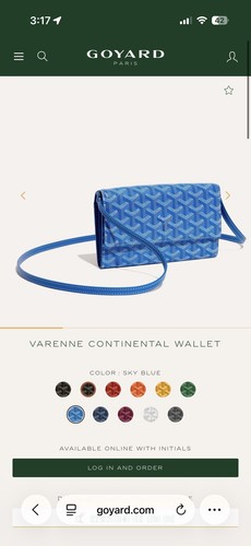 Goyard Varenne pouch-wallet with strap and dustbag blue 