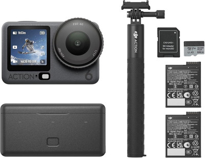 Osmo Action 6 Enhanced Combo, with 2 Batteries + 64GB Card, Action Camera with 1