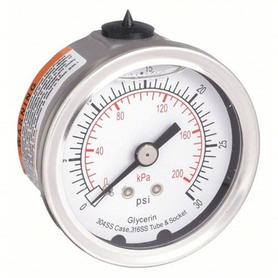 #ad Commercial Pressure Gauge: 0 psi Hg to 30 psi 2 in Dial 1 4 NEW IN BOX $39.95