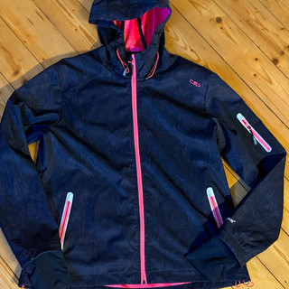 CMP Damen Softshell Sportjacke Wind Protect mit Kapuze schwarz/pink Gr. 44/46