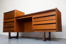 WILLIAM LAWRENCE TEAK AND AFROMOSIA  DESK MID CENTURY RARE SLEIGH LEGS C1960s