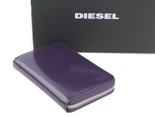 Diesel Jadda Damen Geldbörse OS Lila Kuhleder Rund Zipper Violett RRP160 I