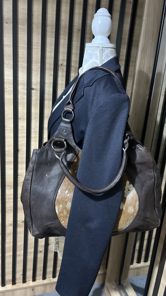 PATRICK COX Vintage Cow Hide fur Leather Large Designer Shoulder Hand Bag Tote - Image 2 of 4