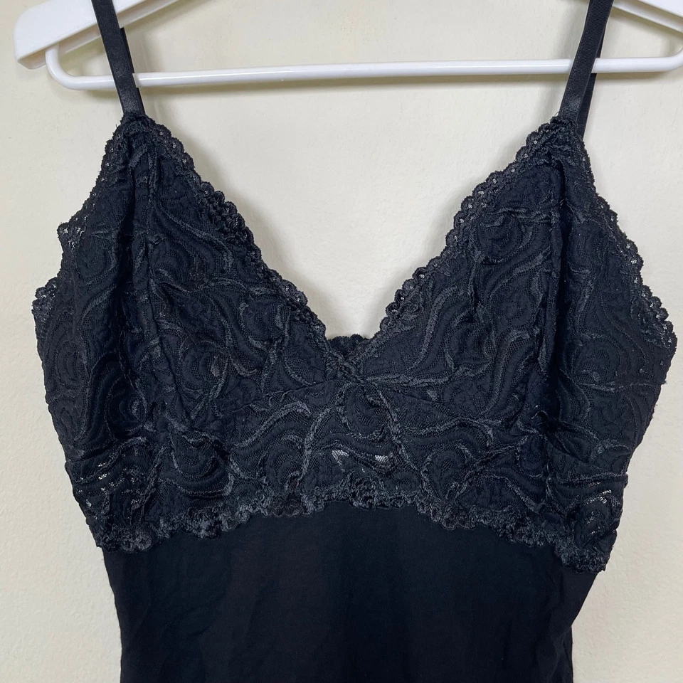 Camiseta sin mangas Babydoll de encaje floral transparente Bebe de colección cami negra para mujer L Y2K hada Foto 3 de 4