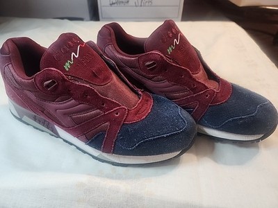 Diadora N.9000 Sneakers Tennis Shoes Suede Navy & Burgundy sz 11 NO SHOE STRINGS