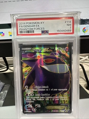 2014 POKEMON XY PHANTOM FORCES #114 FULL ART/GENGAR EX ** PSA 7 - Fresh Cert