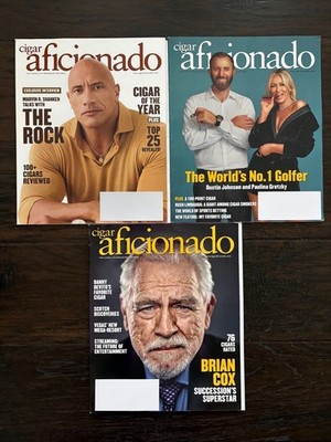 CIGAR AFICIONADO MAGAZINE 3 ISSUE LOT (2021) BRIAN COX THE ROCK DUSTIN JOHNSON