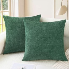 CaliTime Christmas Throw Pillow Covers 26x26 Inch, Pack of 2, Dark Green Chenill