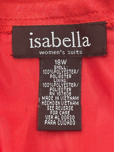 Isabella 2 Pc Skirt Suit Red Subtle Shimmer Sheen Tiered Skirt 3/4 Sleeves 18W - Picture 2 of 16