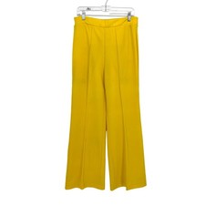 Vintage 70s Wide Leg Pants Womens Apx Sz Large Yellow Pull On Elastic Waist