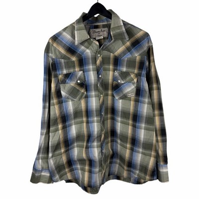 Mens 2000s Wrangler 2X Pearl Snap Plaid Western Button Down Shirt Size 2XL