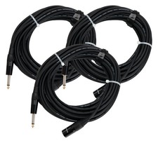 3 x Professionelles Audiokabel 6,3 mm Klinkenstecker - XLR male Anschluss 10m