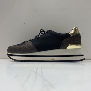 Michael Kors Women L5211 Black Brown Gold Textile Synthetic Lace Sneakers Size 7