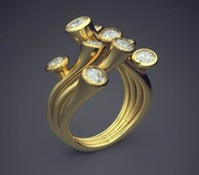 925 Silver Multi Stone Ring Womens Designer Gold Plated Adjustable Band