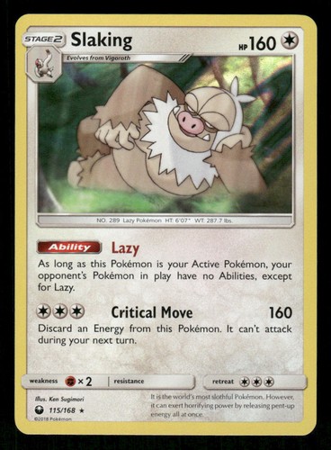 Slaking 115/168 Holo Rare Celestial Storm Pokemon NM/M