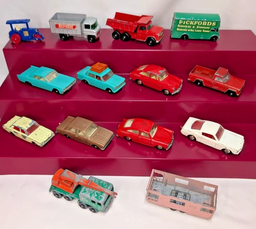 Vintage MATCHBOX Lesney Diecast Vehicles x14 Fiat VW 1500TL Mustang Lincoln Ford