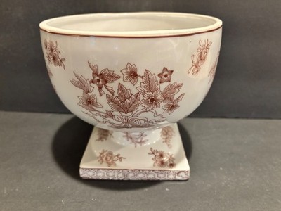 Vintage Footed Pedestal Bowl Red Floral China Spode Style 6''