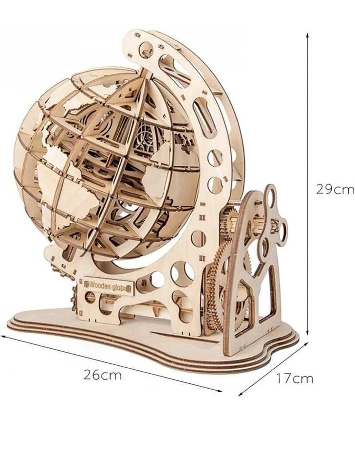 Rompecabezas de madera 3D accionamiento mecánico modelo globo giratorio  Foto 4 de 4