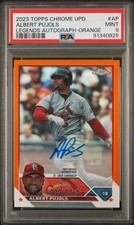 2023 TOPPS CHROME UPDATE CHROME LEGENDS AUTO ORANGE ALBERT PUJOLS 16/25 PSA 9