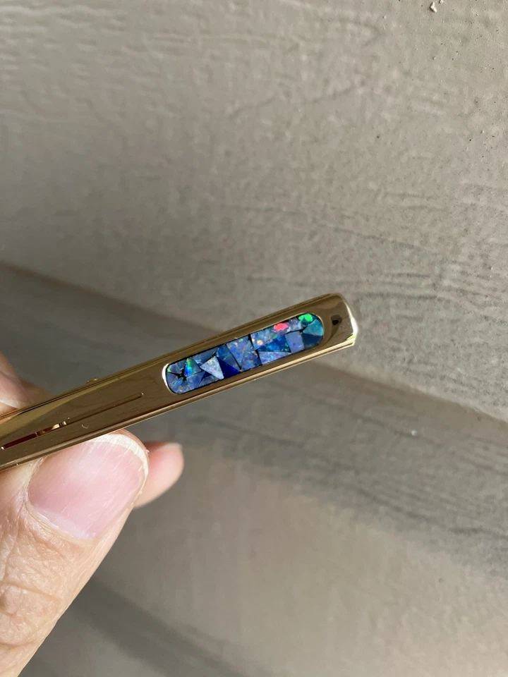 马赛克蛋白石金色领带扣/夹子/条 2 英寸 — 第 2/4 张图片