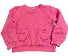 JANIE AND JACK Quilted Pink Hearts Sweatshirt Valentines Day Pockets Size 5