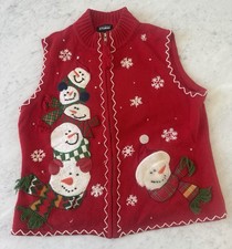 Vintage Designers Original Snowman Christmas Ugly Sweater Winter Vest Large