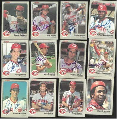 Signed 1983 Fleer CINCINNATI REDS Lot x12 💎 In Person Autographs Auto ...