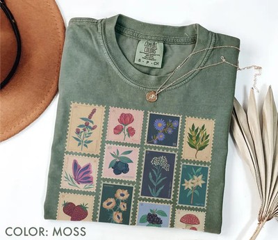 Vintage Botanical Postage Stamp Comfort Tee