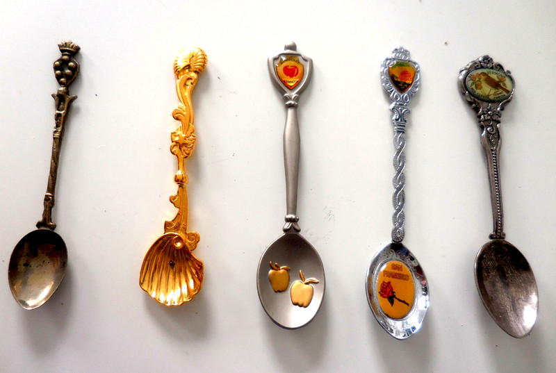 5 Vintage Souvenir Spoons Demitasse Espresso Spoon Flatware