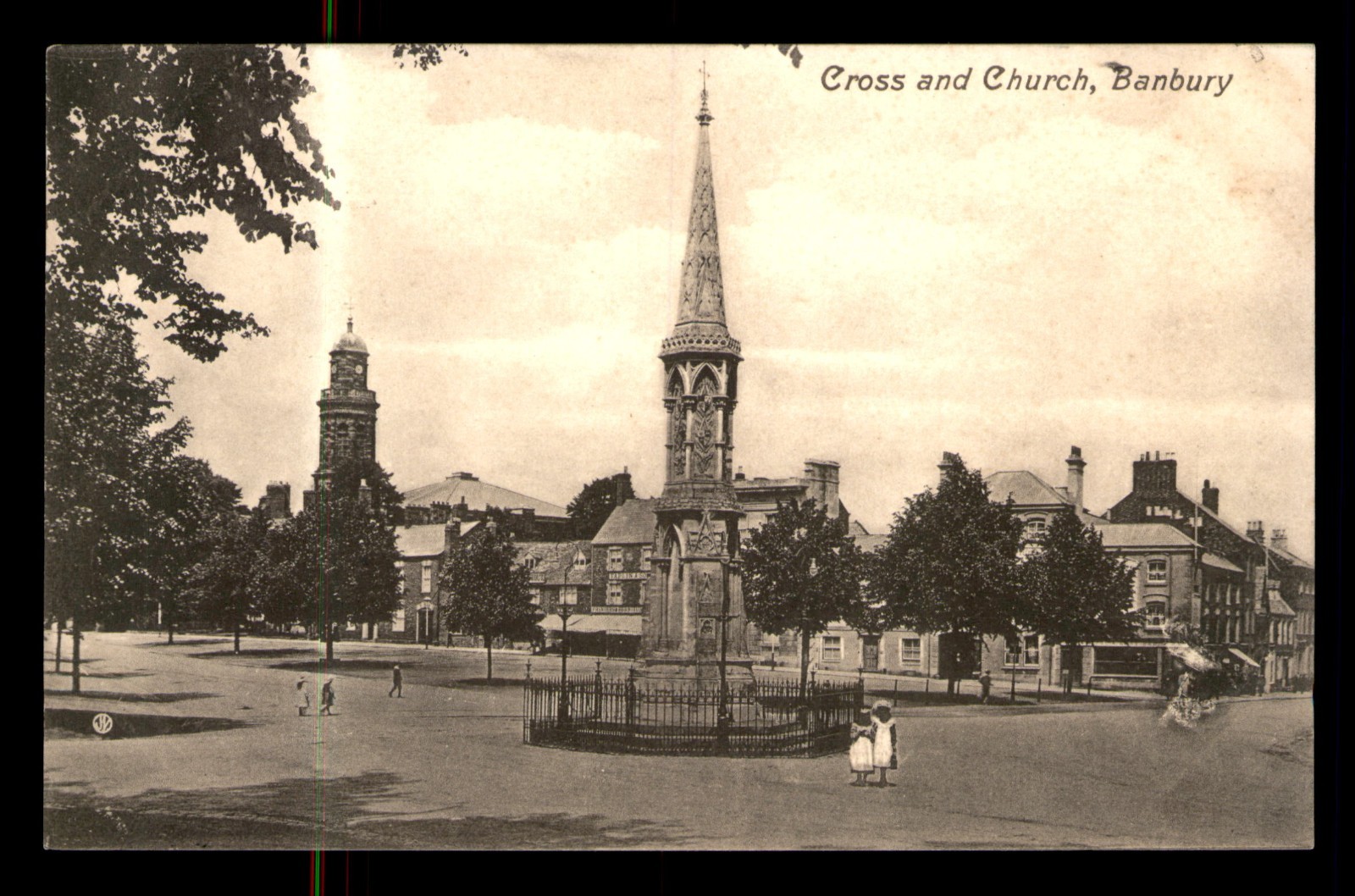 Cross And Church Banbury England UK Black & White UNP Postcard